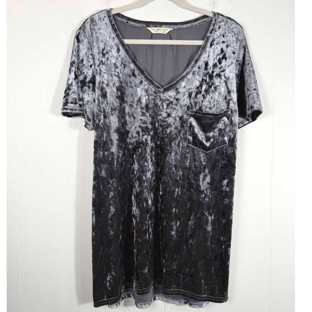 Spring + Mercer Crushed Velvet Legging Tee Tunic Pewter Gray Whimsigoth Large